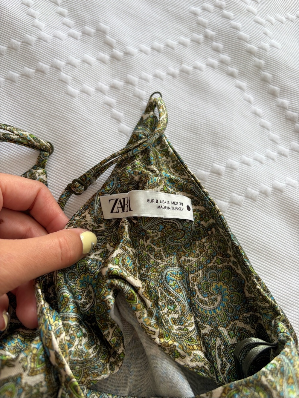 Zara Satin Slip Dress in Green - Picture 3 of 4